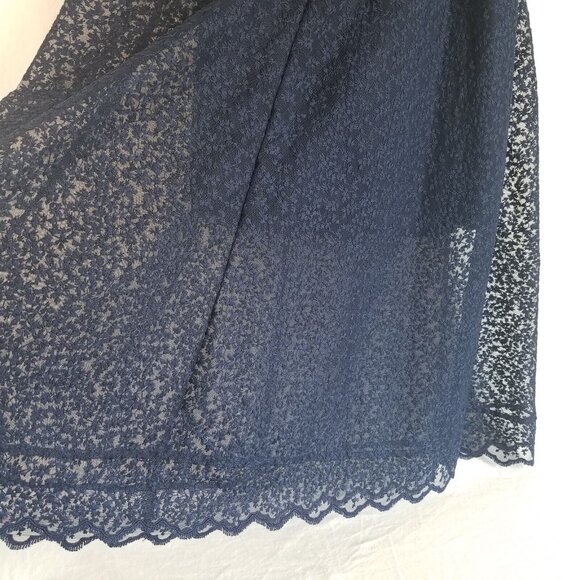 H&M Lace Off Shoulder Midi Dress Navy Blue SIZE 4 Spaghetti Strap Elastic - Picture 10 of 16